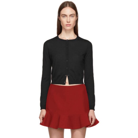 RED Valentino Cashmere & Silk Cropped Cardigan in Black - sz Small - Picture 1 of 5